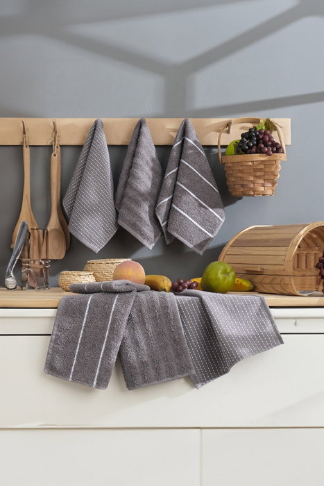 Aucune Juego de 6 toallas de baño - 30 x 50 cm - Gris antracita Aucune Juego de 6 toallas de baño - 30 x 50 cm - Gris antracita